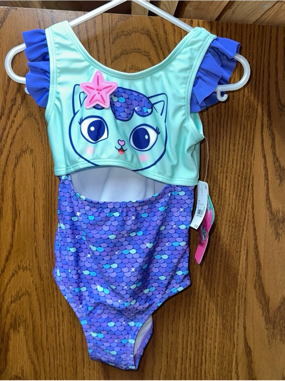 Size 2T One-piece Kids Gabby’s Dollhouse One-Piece Swimsuit in Mint and Purple